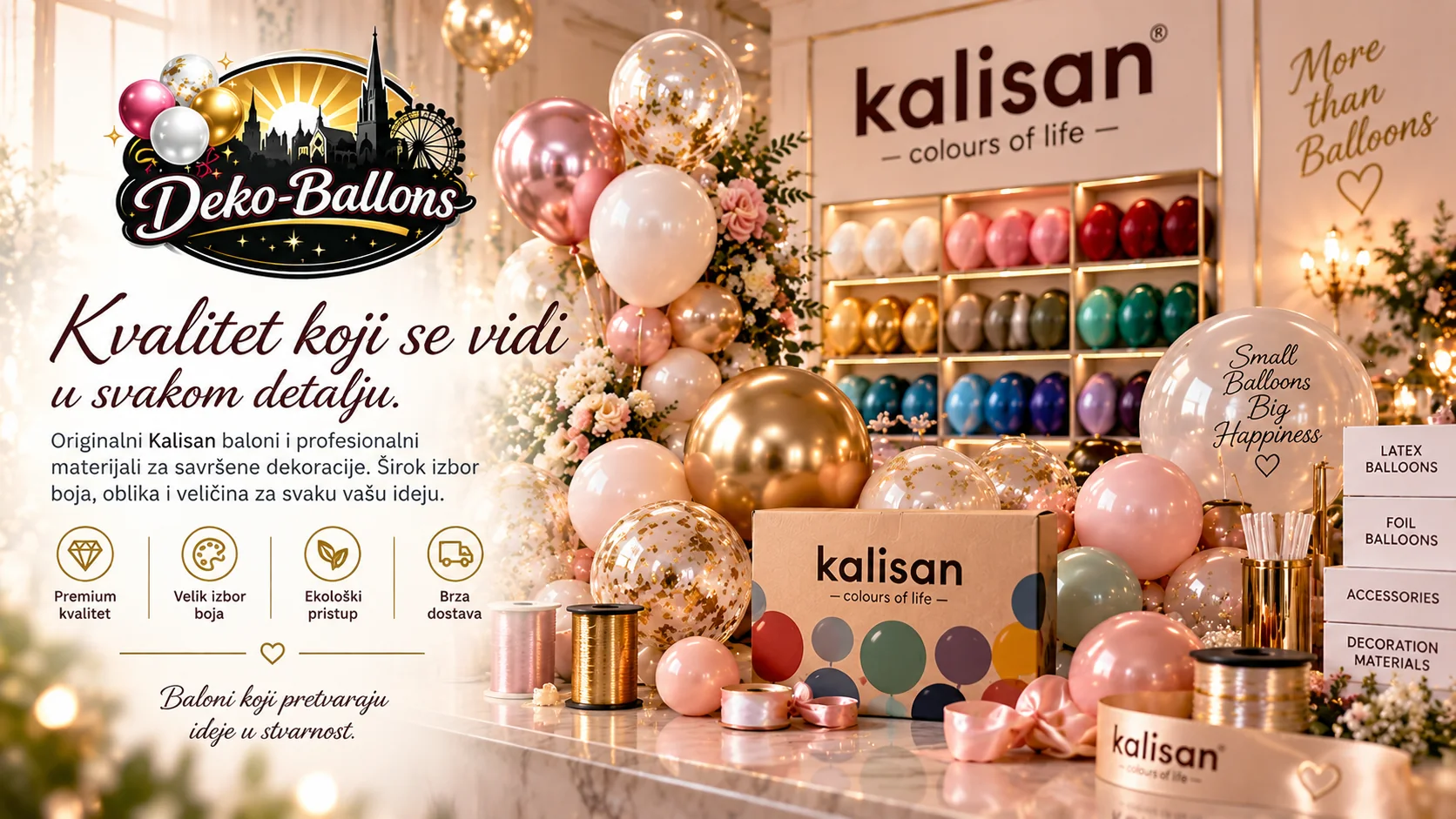 Kalisan profesionalni baloni u različitim bojama za dekoracije i proslave