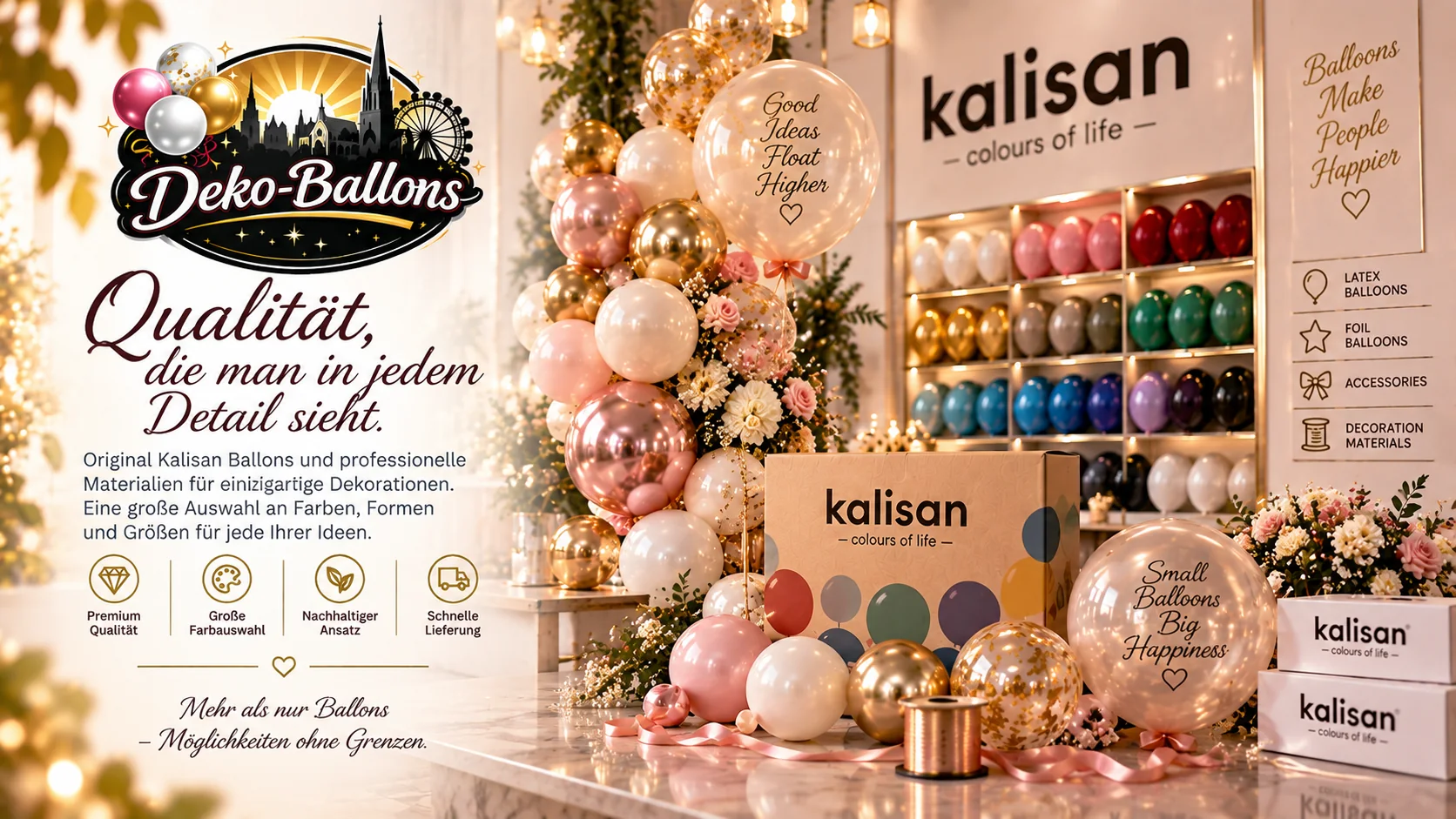 Professionelle Kalisan Ballons in verschiedenen Farben für Dekorationen und Events